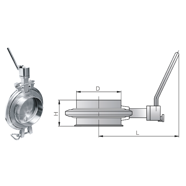 Standard powder butterfly valve