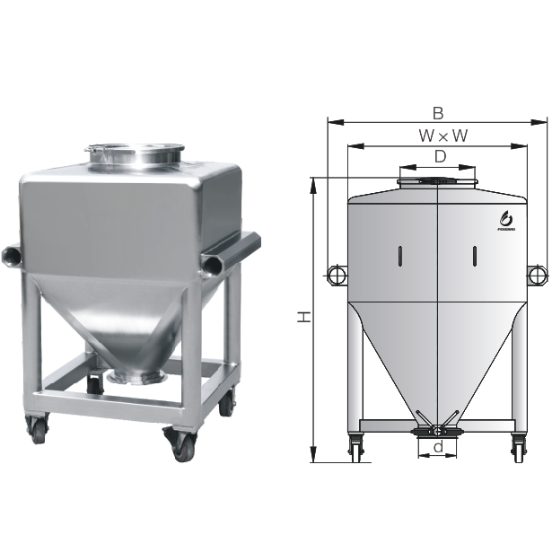 Column type mixing hopper