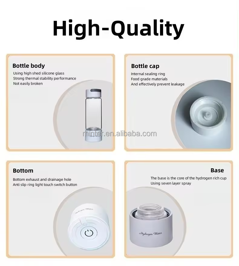 Wholesale hydrogen oxygen separation water cup  high concentration electrolytic hydrogen enriched water bottle factory