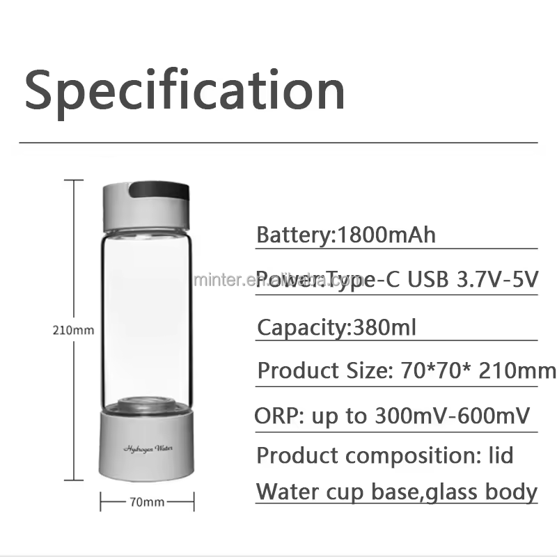 Wholesale hydrogen oxygen separation water cup  high concentration electrolytic hydrogen enriched water bottle manufacture