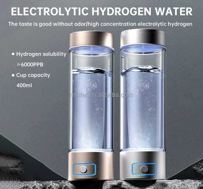 Portable Hydrogen Water Generator 6000ppb Portable Hydrogen Water Generator with PEM & SPE Technology 400ml manufacture