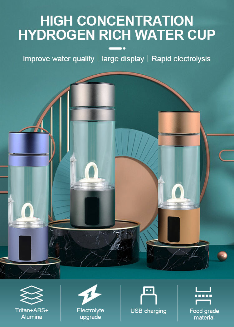New Electrolyzed Water Cup Smart Portable Hydrogen Production Bottle 5000ppb Hydrogen-Rich Water Cup with Touch Screen factory