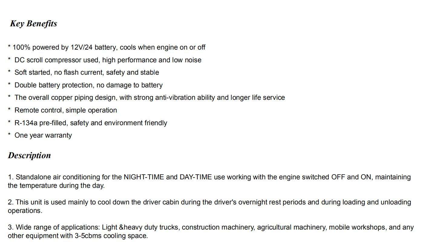 JP Parking Rooftop Air Conditioner AC Cooler for Truck Heavy-duty Vehicle 12V details
