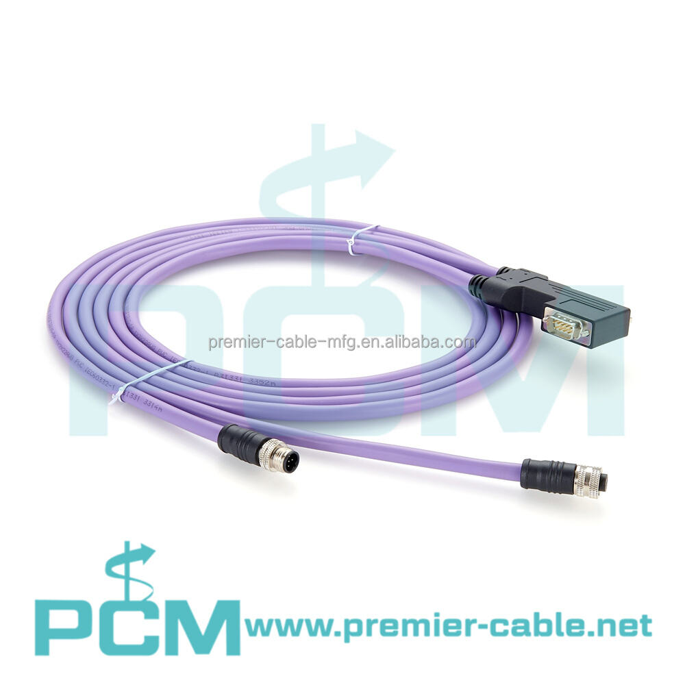 M12 B Code to D-Sub PLC Control Profibus DP Connector Double-Ended Cordset Cable factory