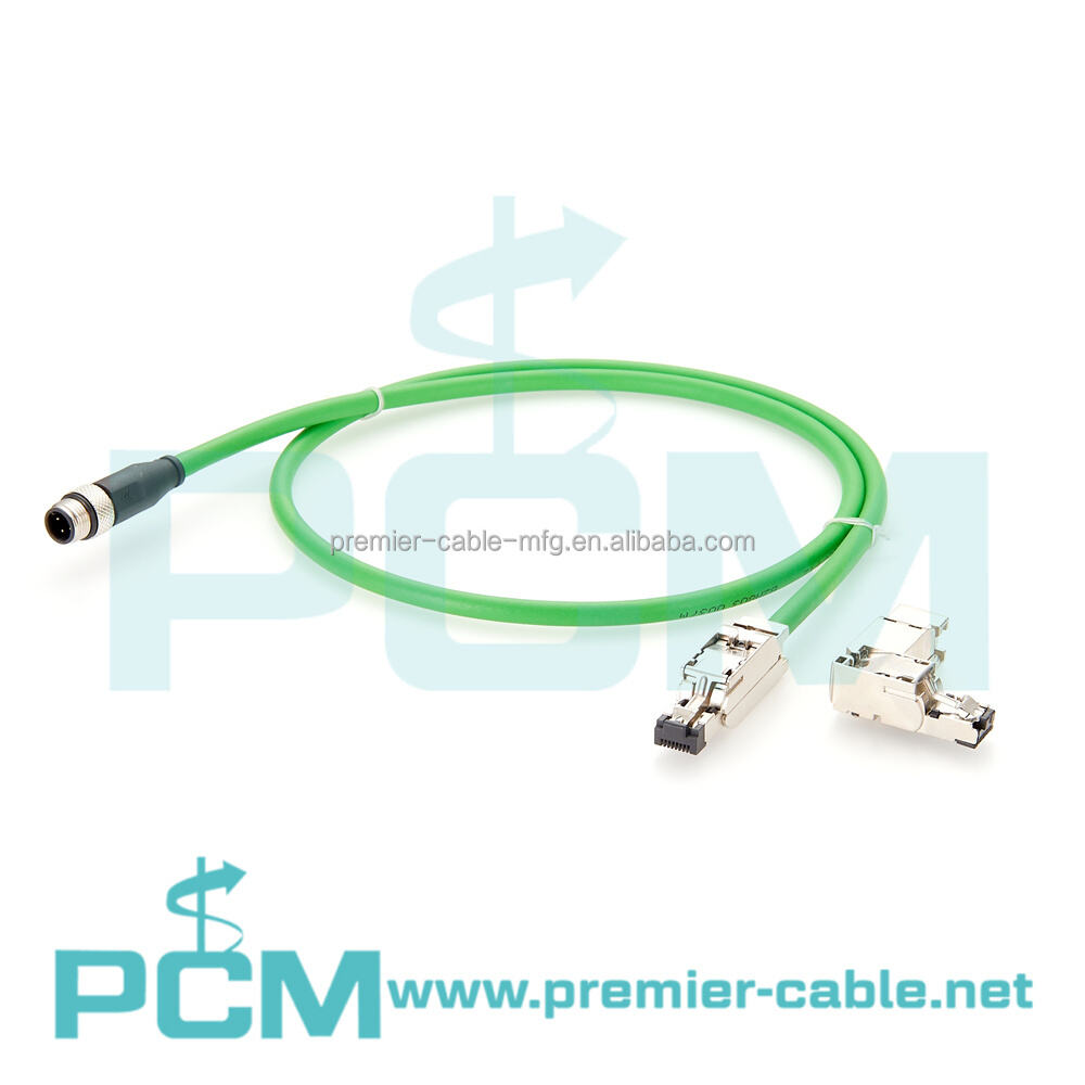 M12 D-Coded 4 Pin to RJ45 Cat5e Industrial Ethernet Cable manufacture