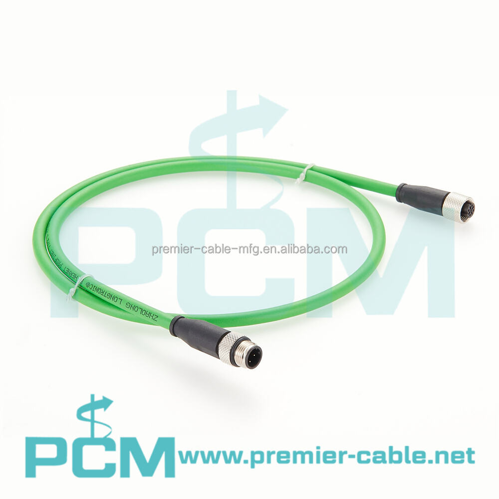 Rail CCTV Control System M12 D-coding Profinet Extension Cable manufacture