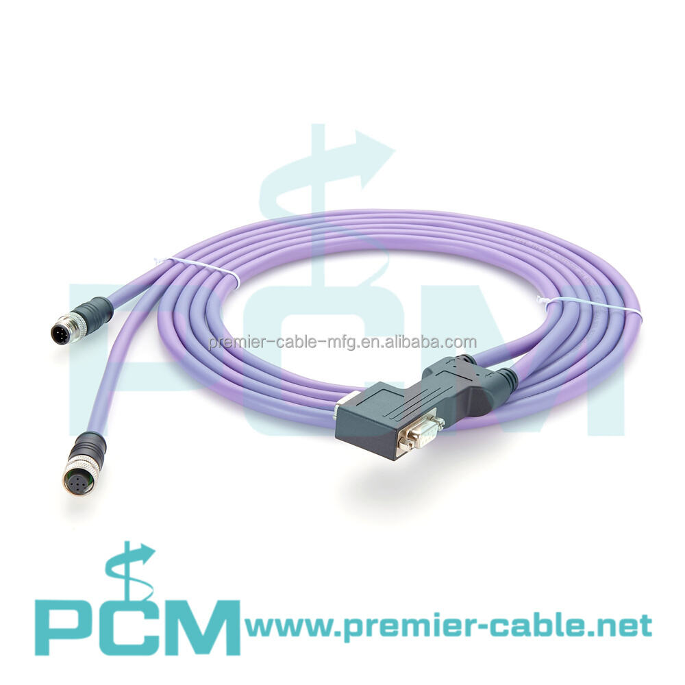 M12 B Code to D-Sub PLC Control Profibus DP Connector Double-Ended Cordset Cable manufacture