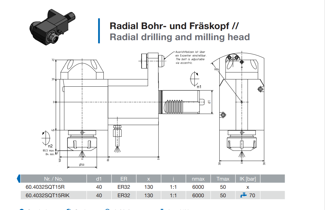 Drilling and milling head 50.40V3MP610R for Mazak MP610 Turret details