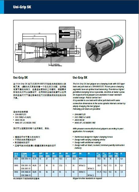ORTLIEB Gripper with holder SK50 bsk2416 for CHIRON Spindle manufacture
