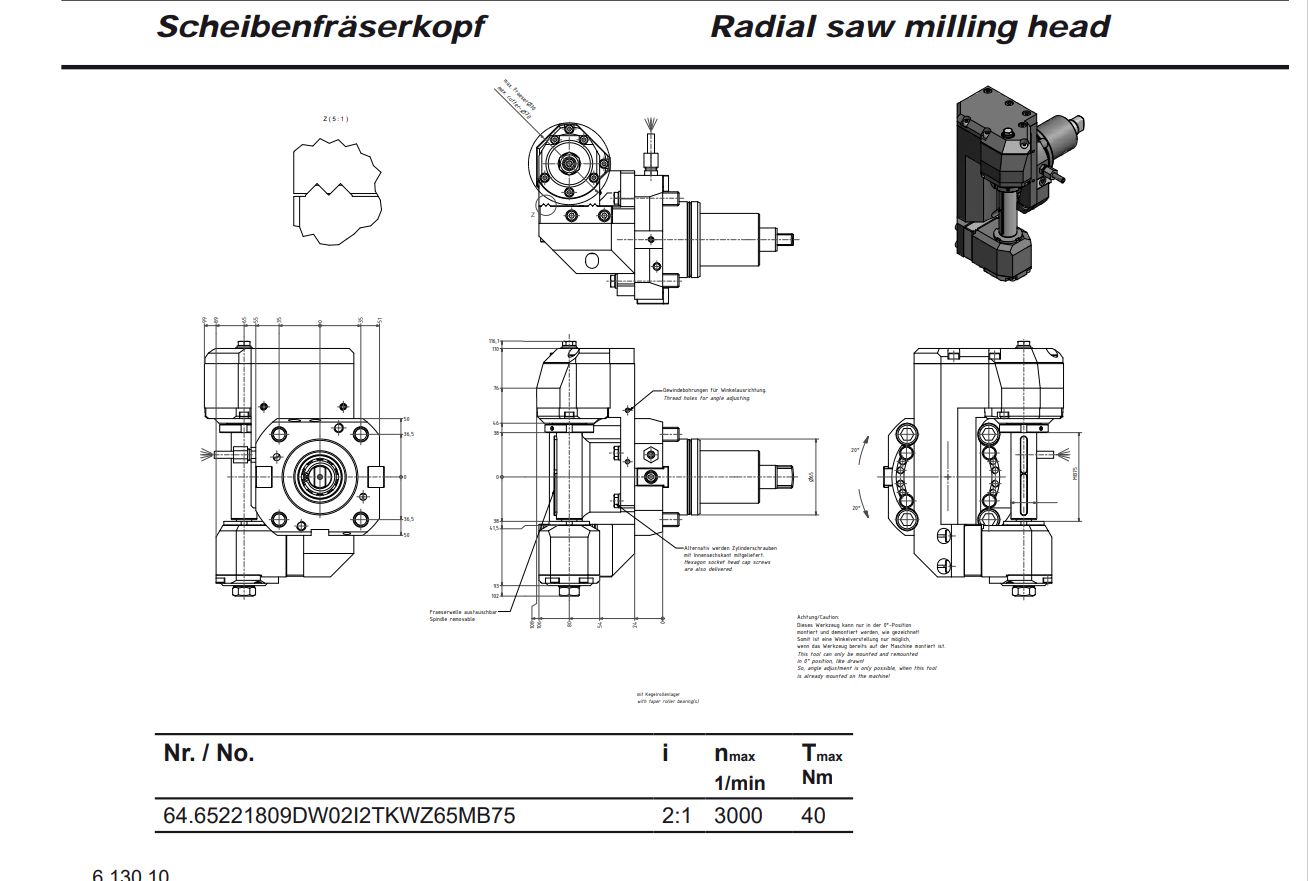 Drilling and milling head 40.653218  for Doosan PUMA CNC lathe turrets manufacture