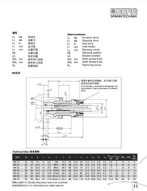 Drawbar Clamping Grippers for HSK Taper BERG HK GR.48 963.15876.000.3 supplier