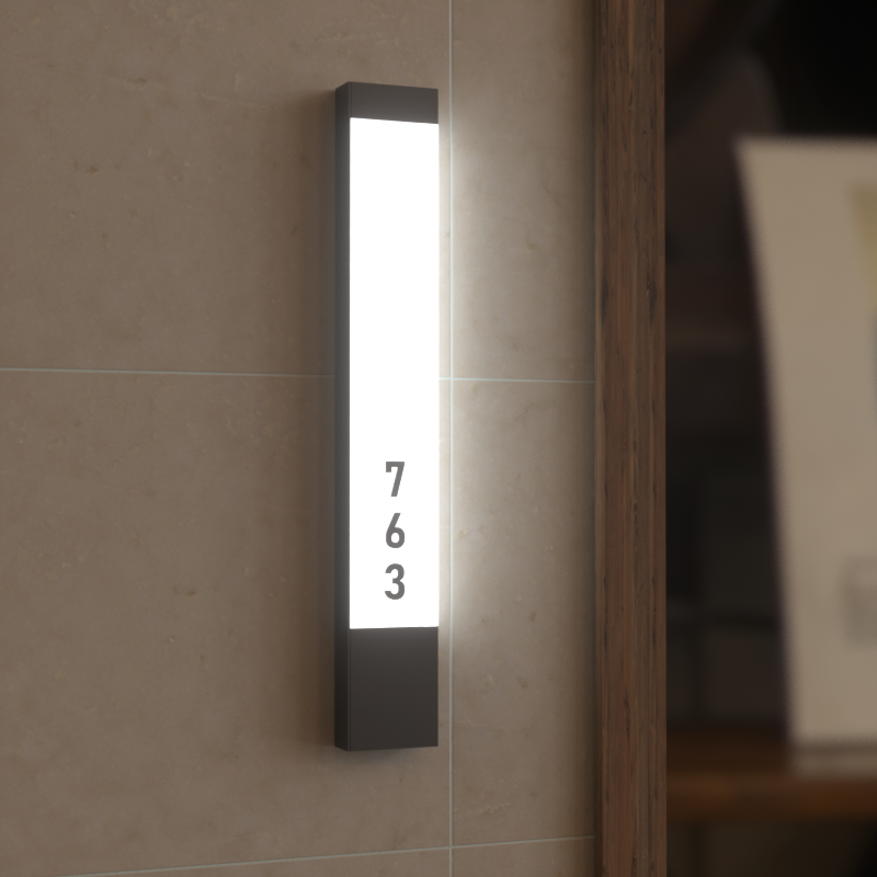 Luminous hotel door signs