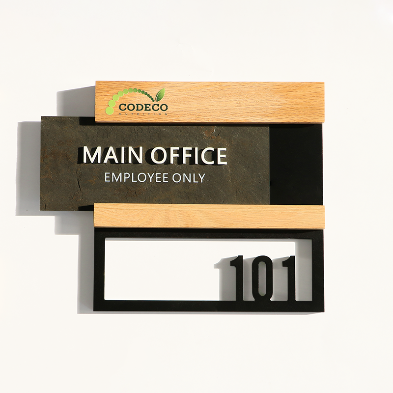 Wood and SLATE replaceable door plate -office door name plate