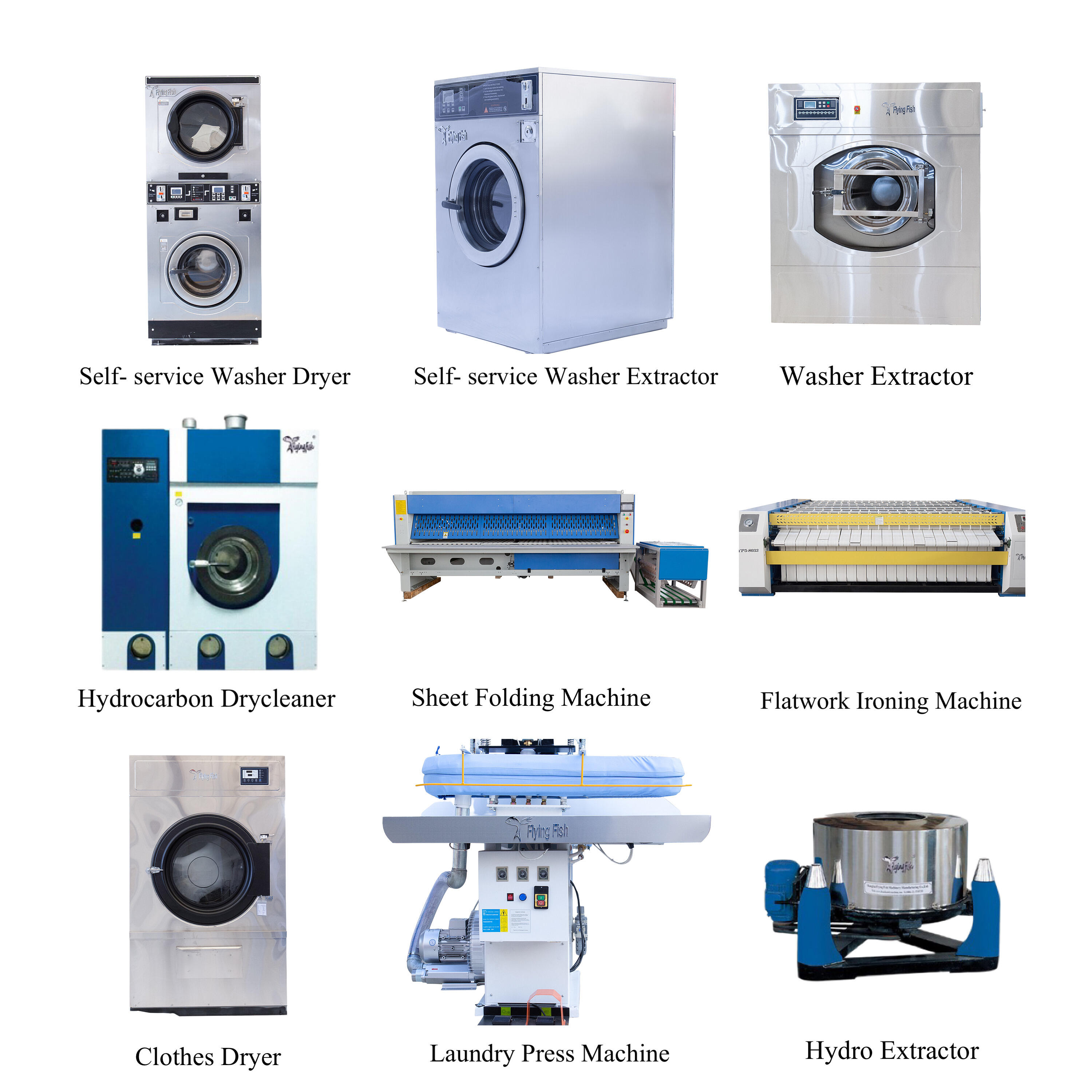 Flying Fish Full Automatic 50kg to 100kg Industrial Washing Machine Washer Extractor supplier