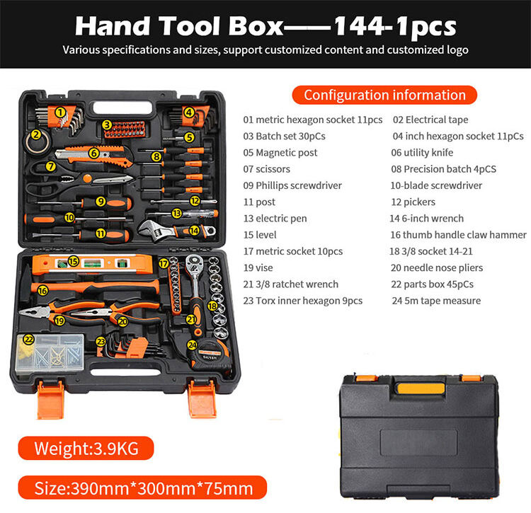 43 pcs tool box electrician tool kit hand operate mechanical tools set factory