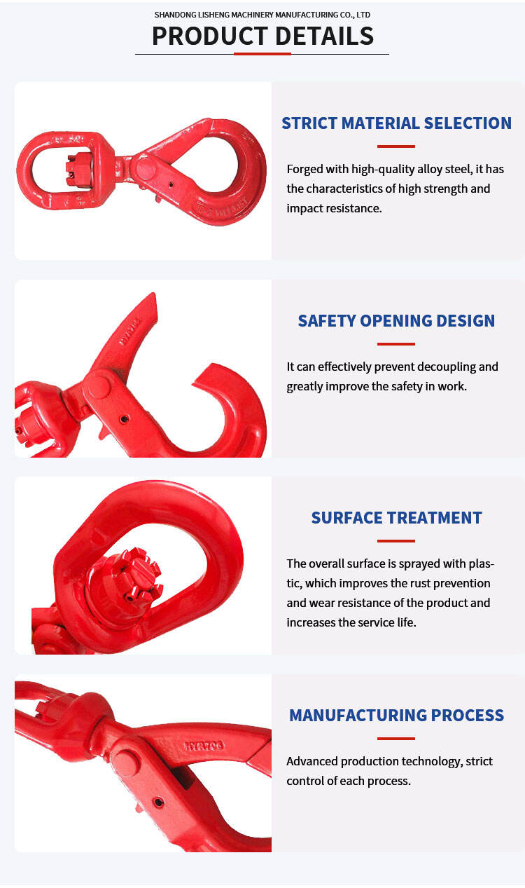 Grade 80 European type swivel self-locking safety hook factory