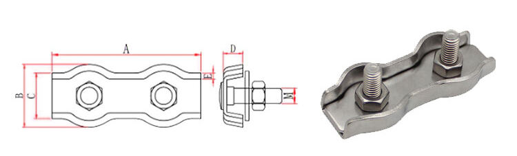 Stainless steel simplex and duplex wire rope clips details