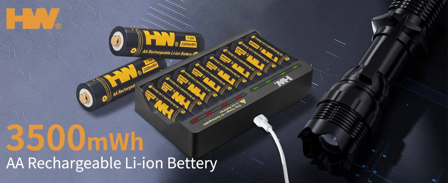 8PCS AA 1.5V 3500mWh Li-ion Batteries with Charger supplier