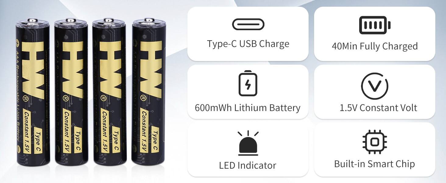 TYPE-C AAA USB Rechargeable Battery manufacture