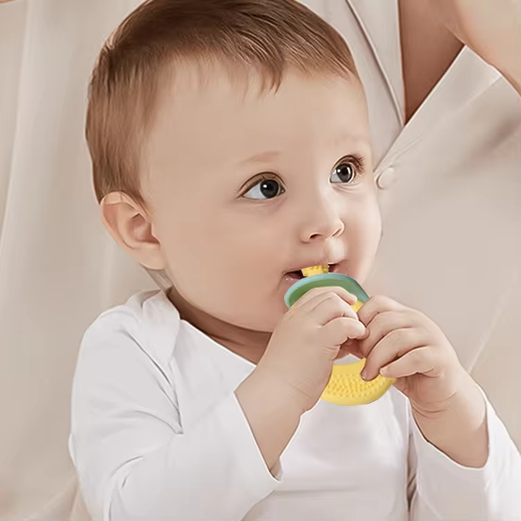 juguetes de alta calidad para niños de silicona para masticar cuidado dental cepilla dental de enfermería cuentas regalo para bebés cepilla dental de silicona para masticar para bebés