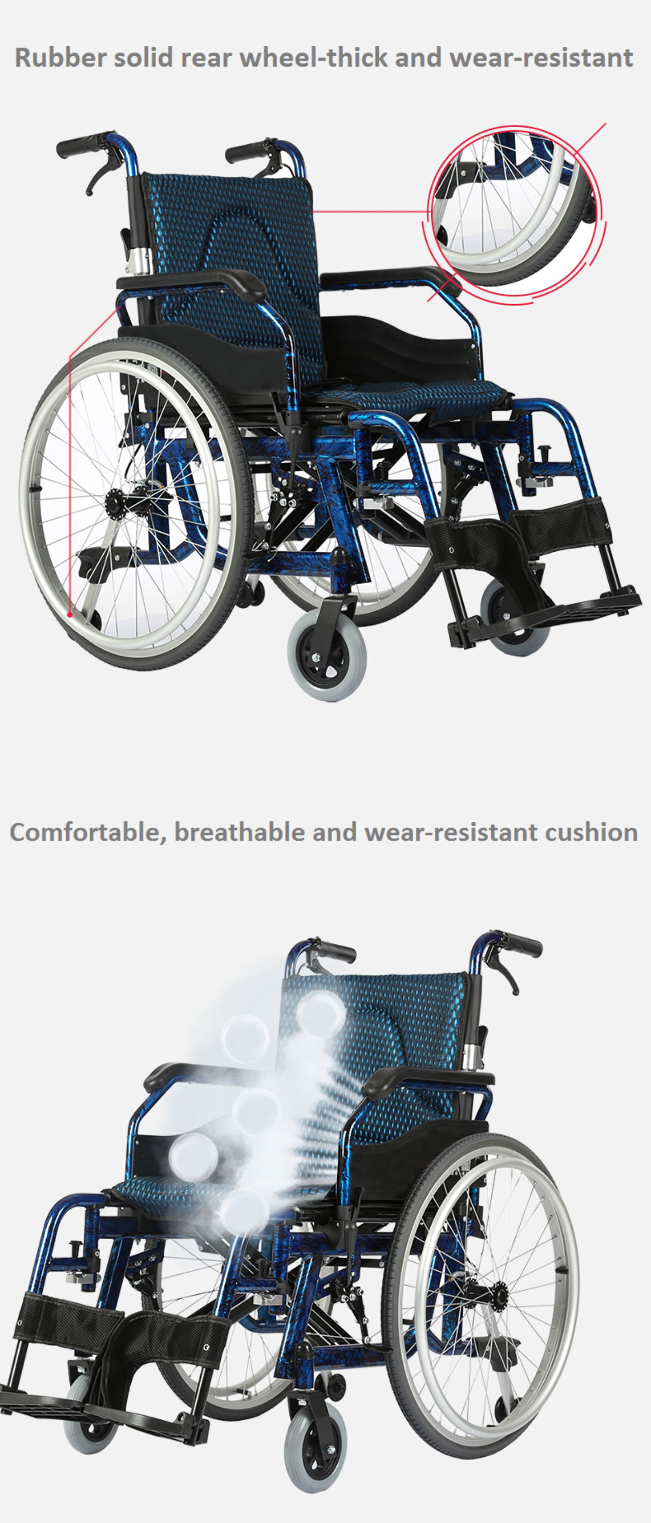 KSM-201 High Quality Lightweight Manual hoome Wheelchair Portable Folding Hand Push Adult Disabled Elderly manufacture