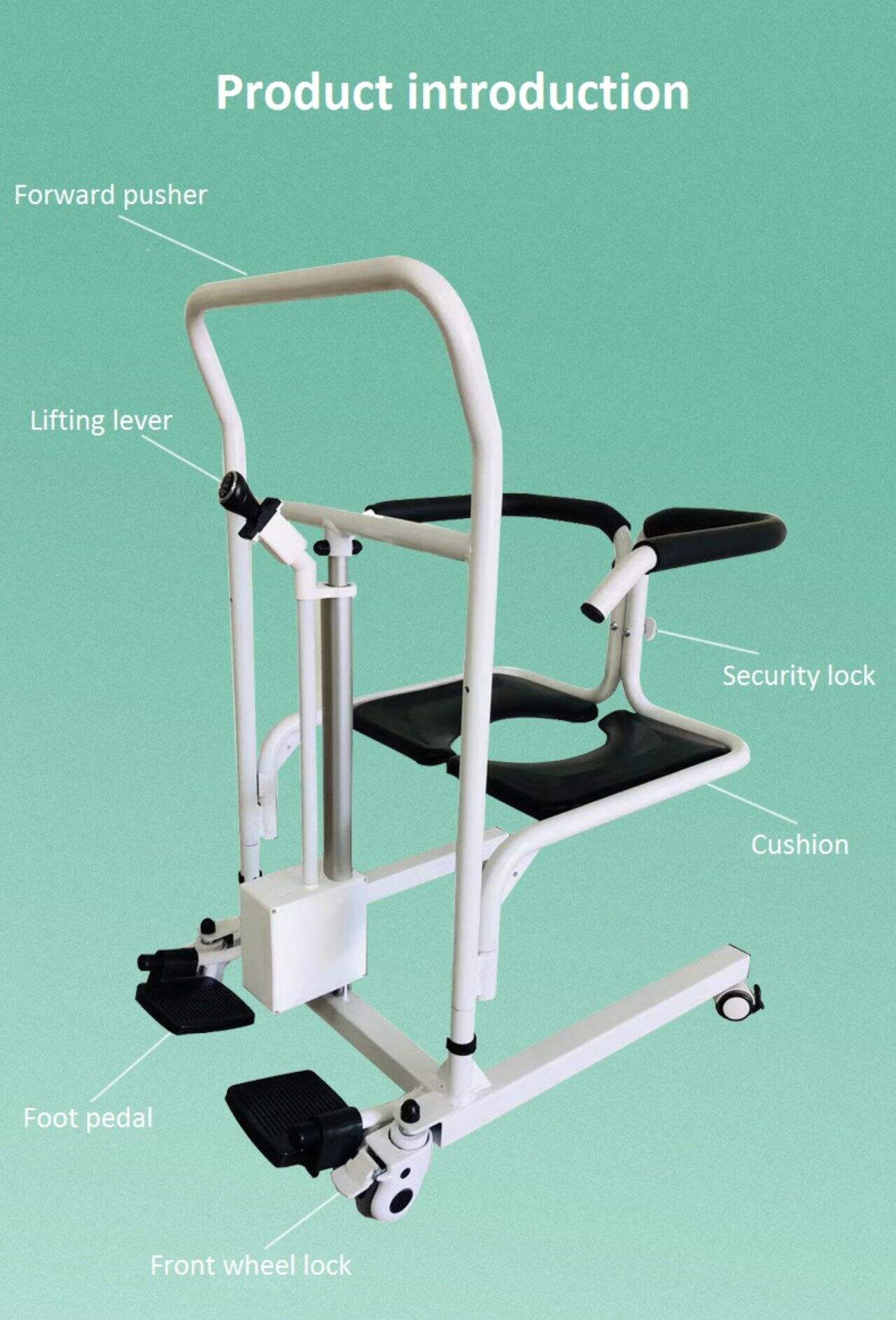 KSM-207 New Electric Transfer Wheelchair Nursing Chair Powered Commode Floor Electric Patient Lift manufacture