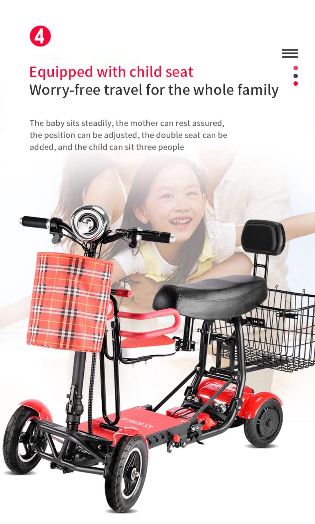 KSM-905B Foldable Portable 4 Wheels Electric Scooter Lightweight Disabled Mobility Scooter for Elderly manufacture