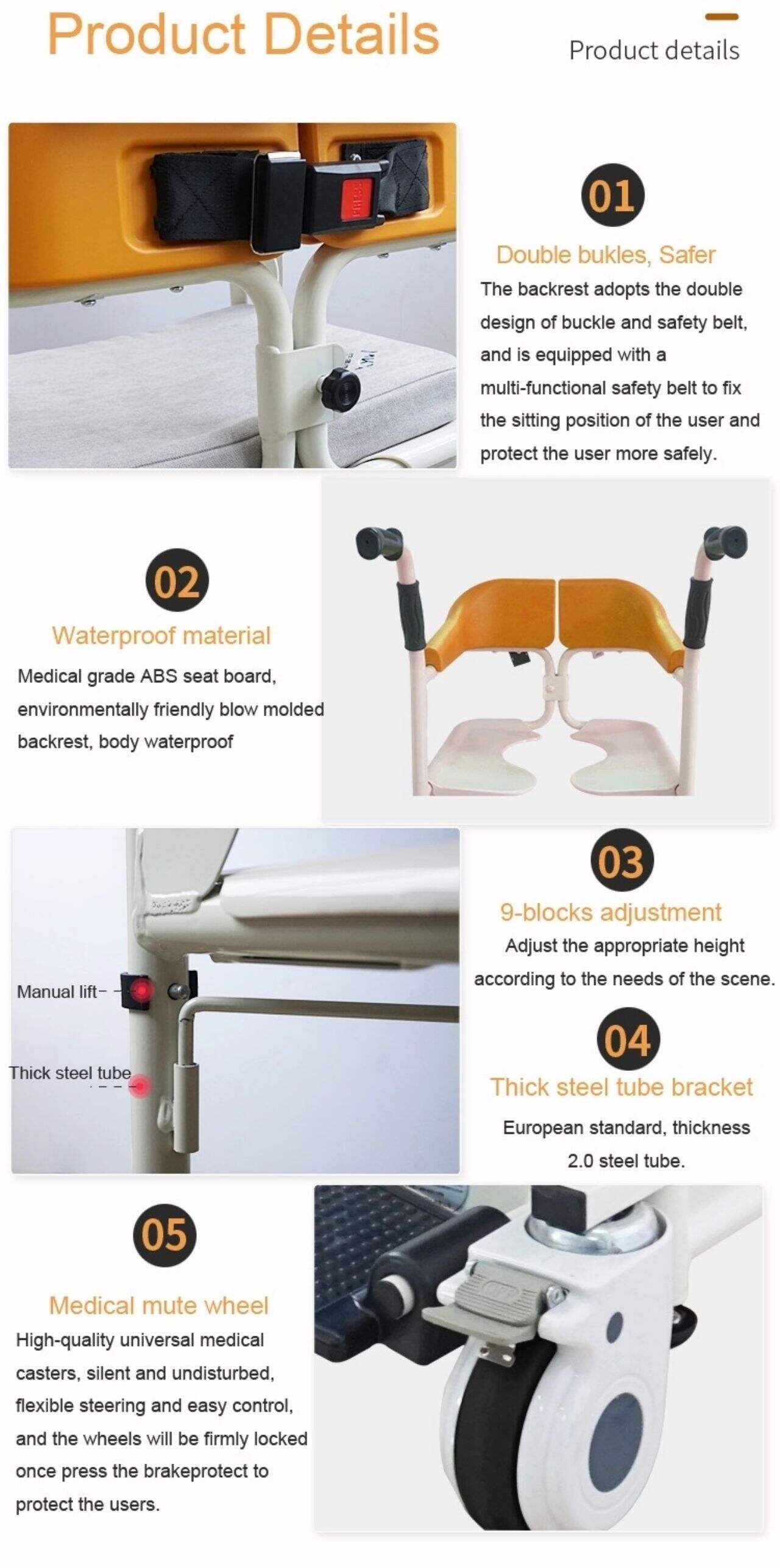 KSM-206 Original Wheelchair From Bed Patient-Transfer-Chair Commode Wheel Manual Patient Transfer Lift Chair manufacture