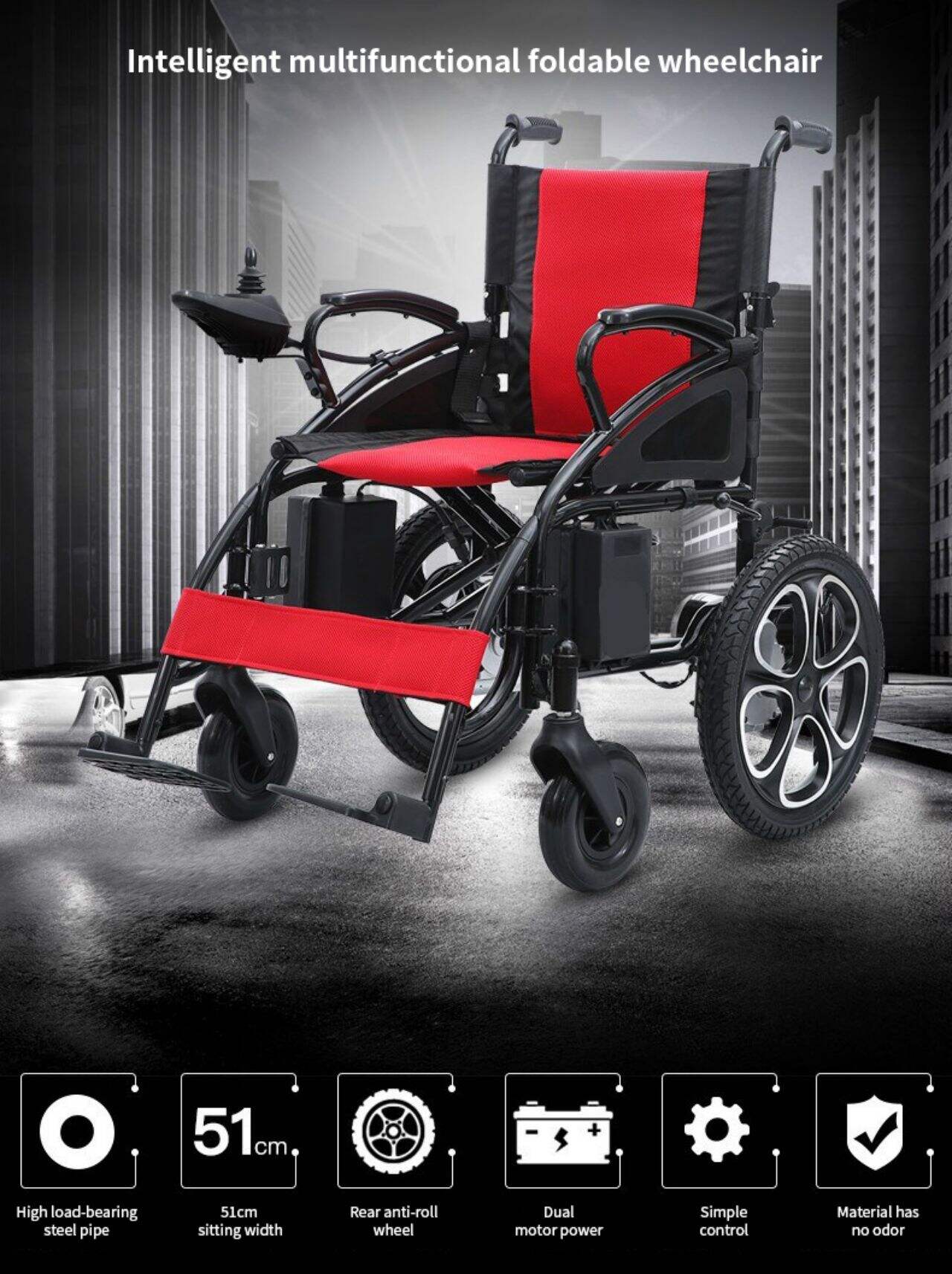 KSM-505 Cheap electric wheelchairs for old people foldable electric brush motor wheelchair manufacture