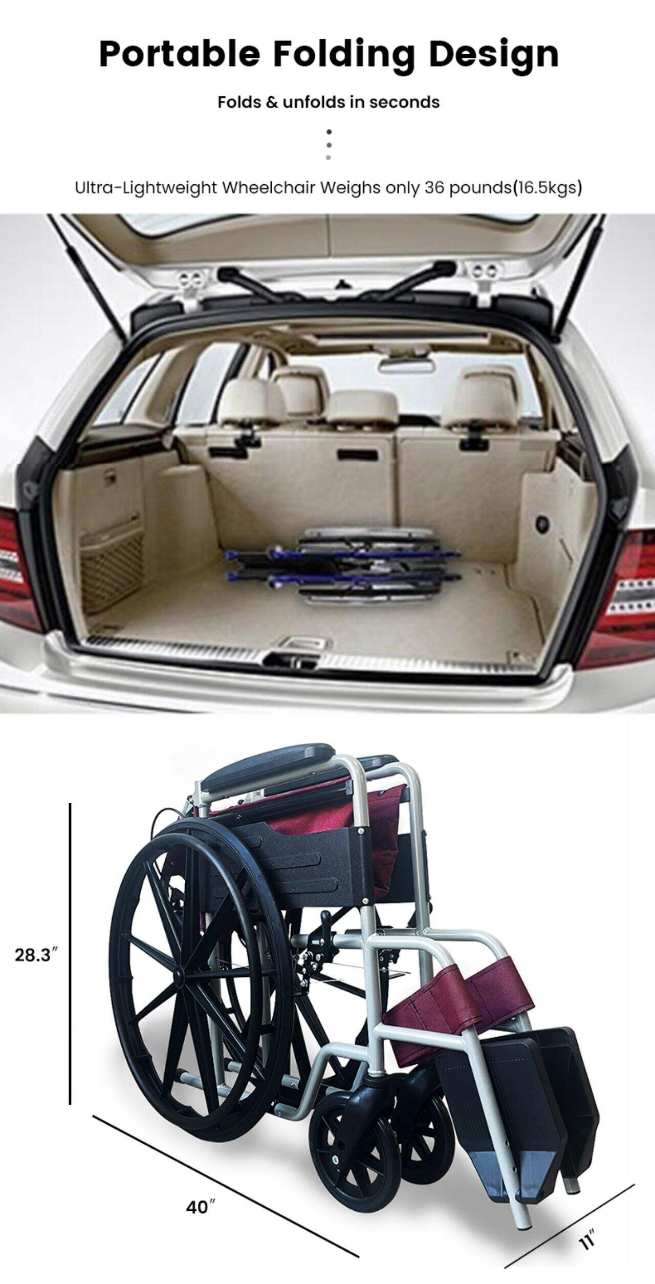 KSM-203 Ultra Lightweight Transport Wheelchair for Adults Foldable Cheaper Wheel Chair Portable Manual Chair for Travel details