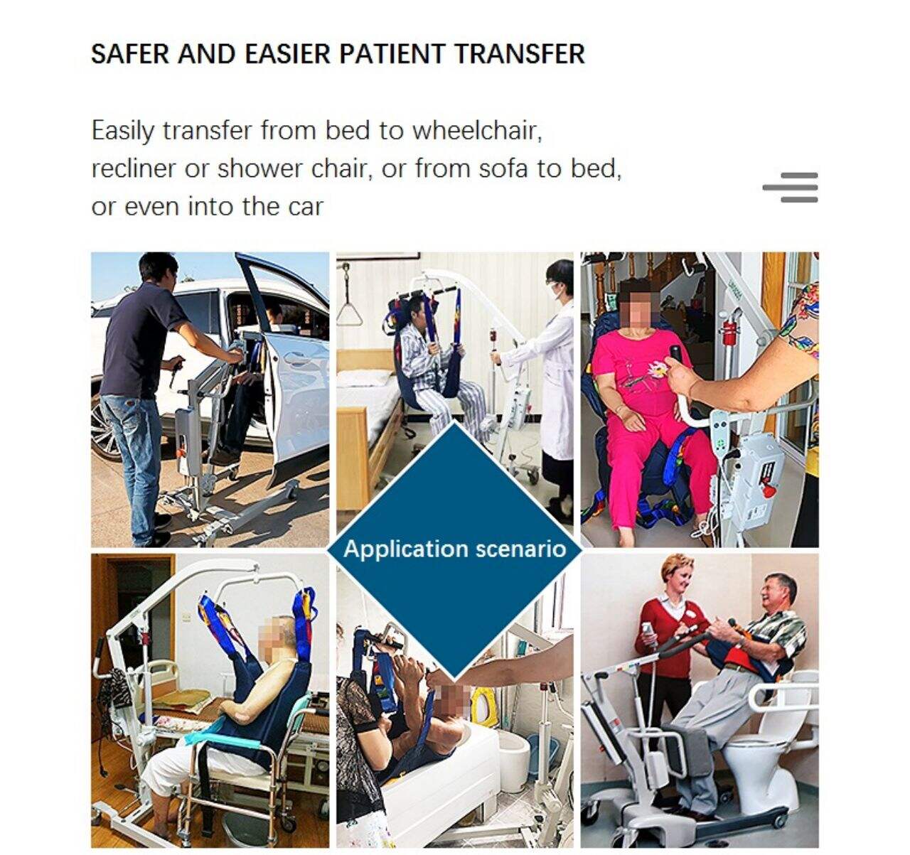 KSM-210 Foldable patient transfer aid lift electric sit to stand patient lift electric lifter motorized Iron or aluminum alloy supplier