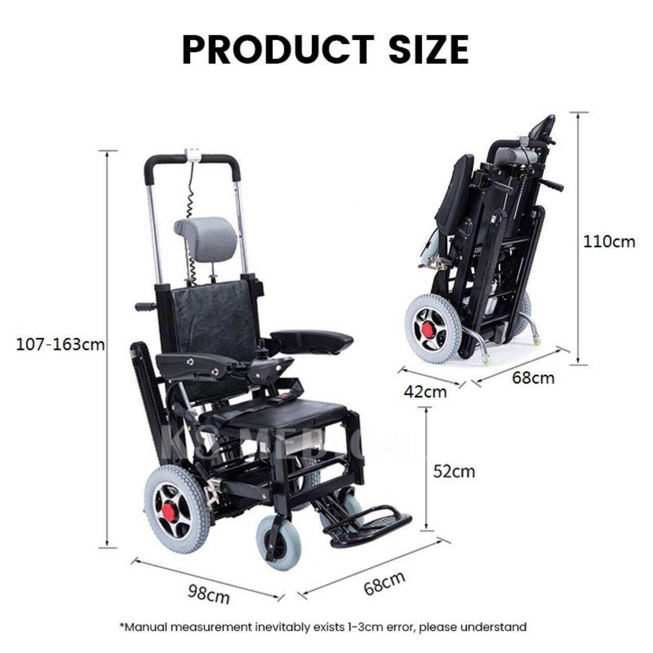 KSM- 302B Hot Sale Factory Wholesale Electric Powered Stair Climbing Chair Wheelchair Price With Track Electric Open and Close manufacture