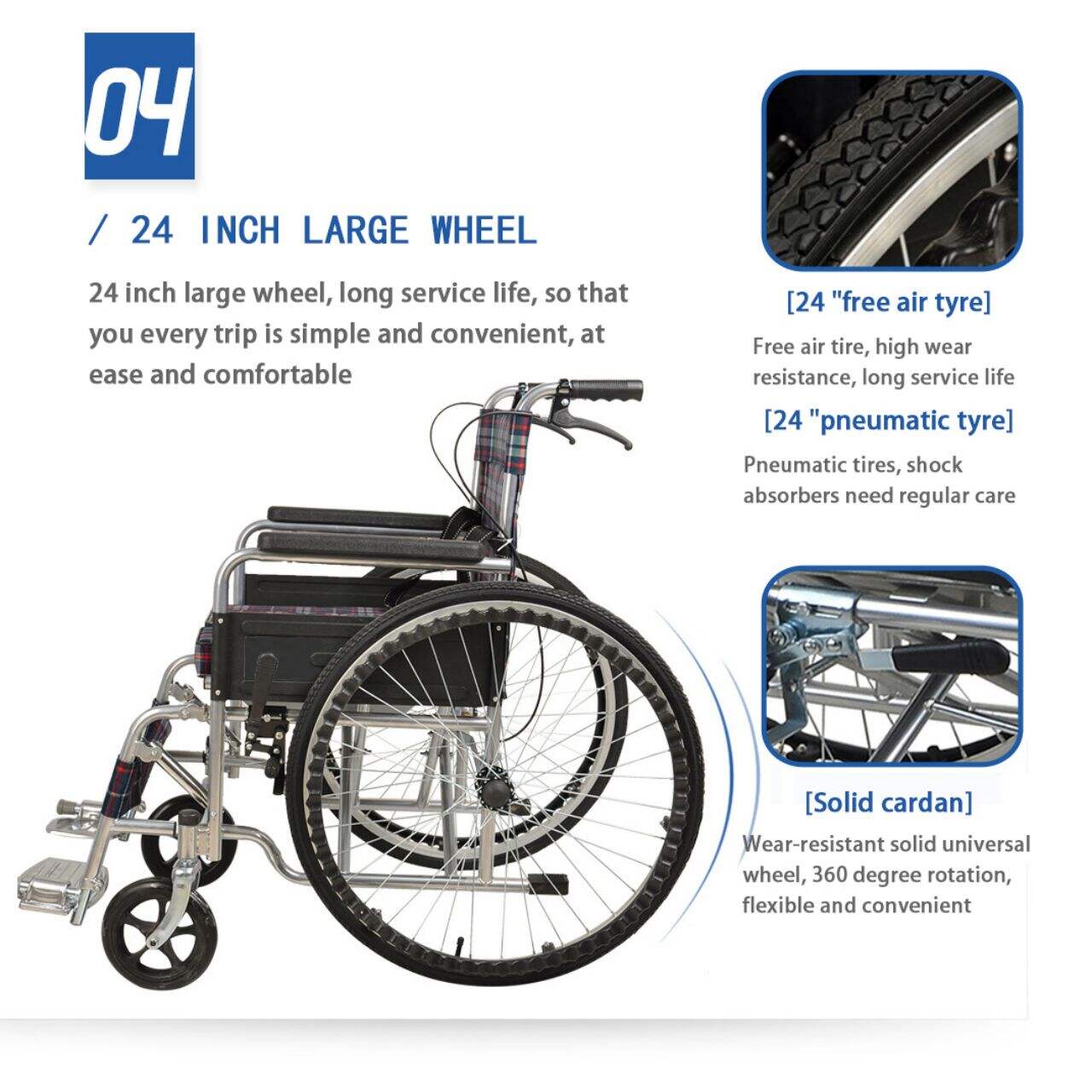 KSM-202B High quality and good price foldable wheelchair manual wheelchair factory