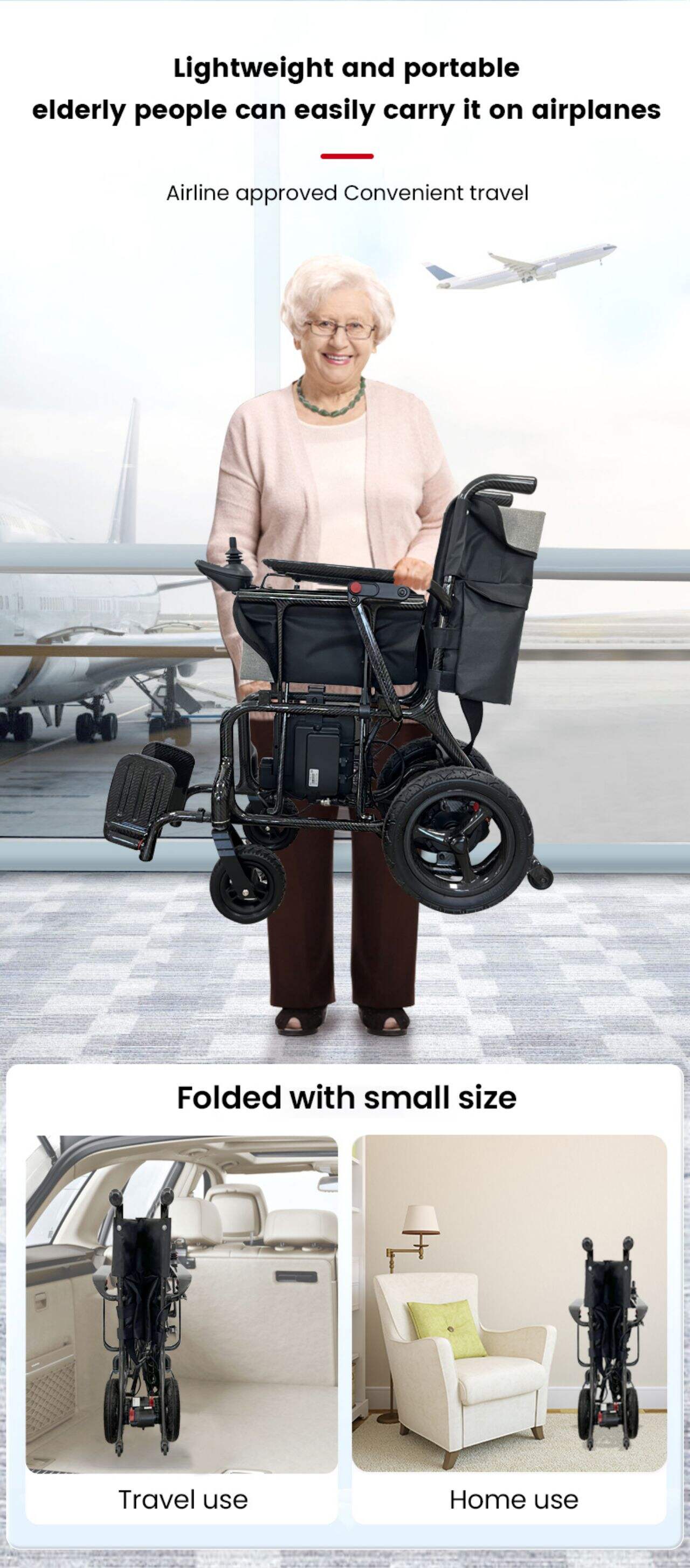 Ksm-507 Buy Portable Folding Lightweight Electric Wheelchair Convenient to Move for Disabled Carbon Fiber Folding Chairs manufacture