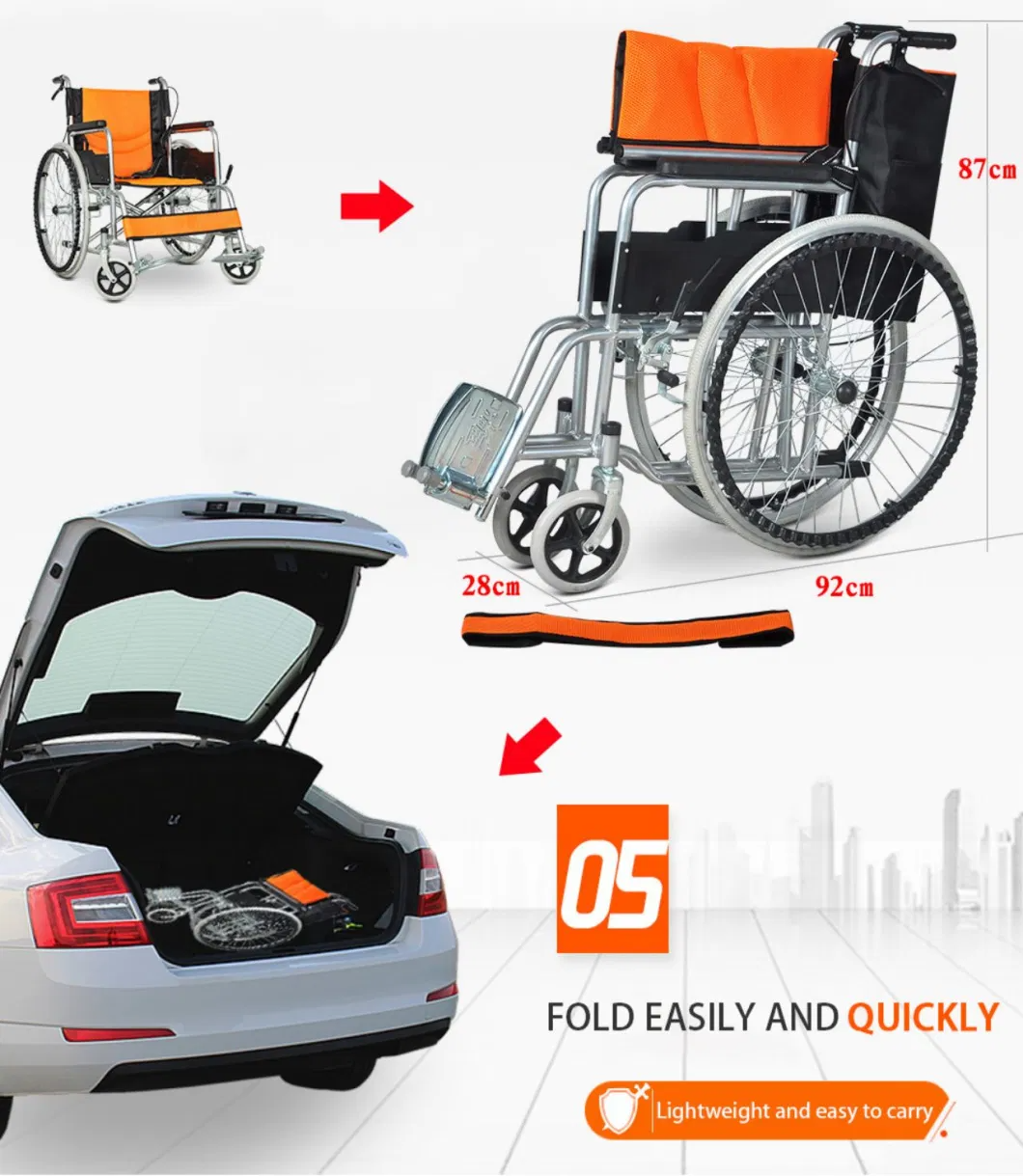 Ksm-202 Medical Home Care Hospital Elderly Foldable Wheel Chair Adjustable Manual Wheelchair manufacture