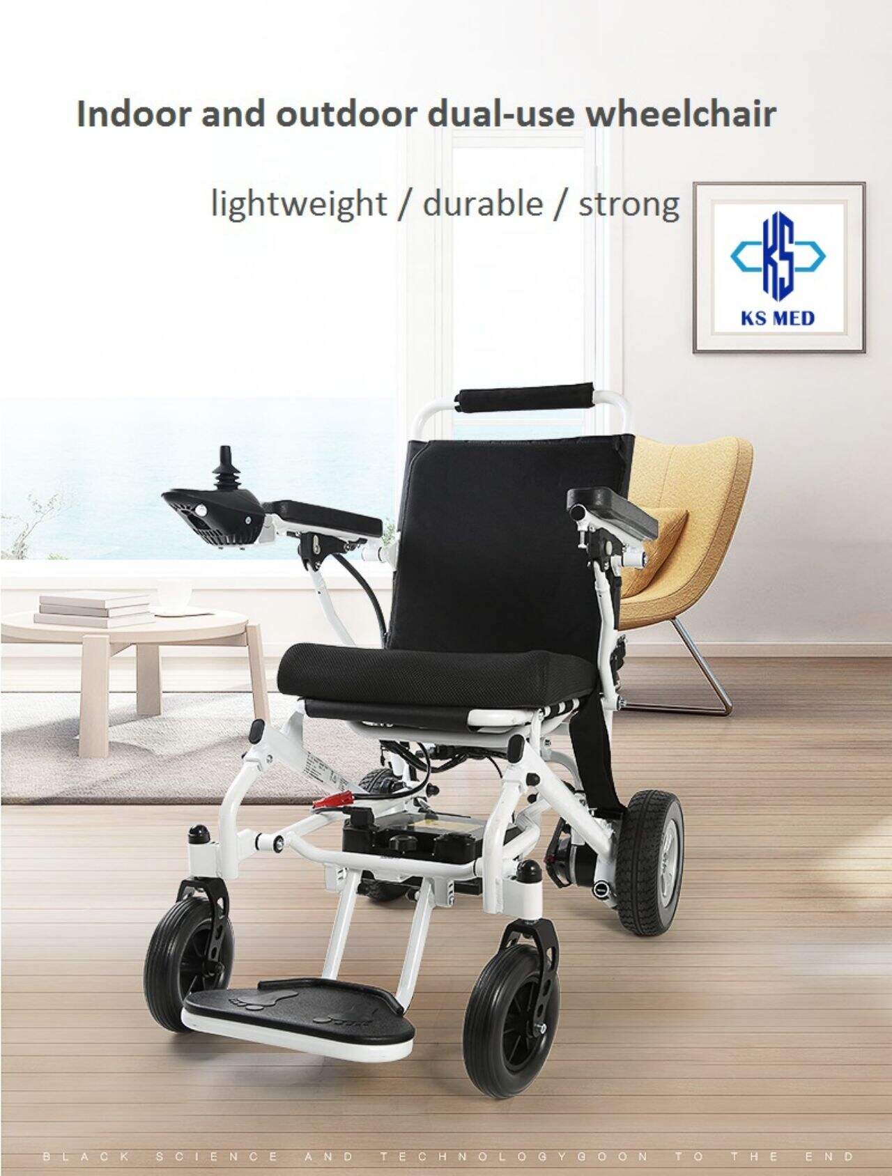 602 Wholesale price aluminum alloy lightweight foldable wheelchairs for adults portable remote control electric wheelchair KSMED factory