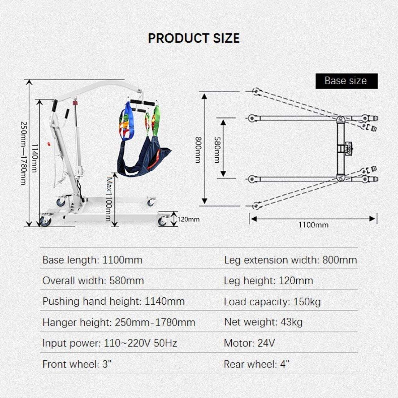 KSM-210 Foldable patient transfer aid lift electric sit to stand patient lift electric lifter motorized Iron or aluminum alloy manufacture