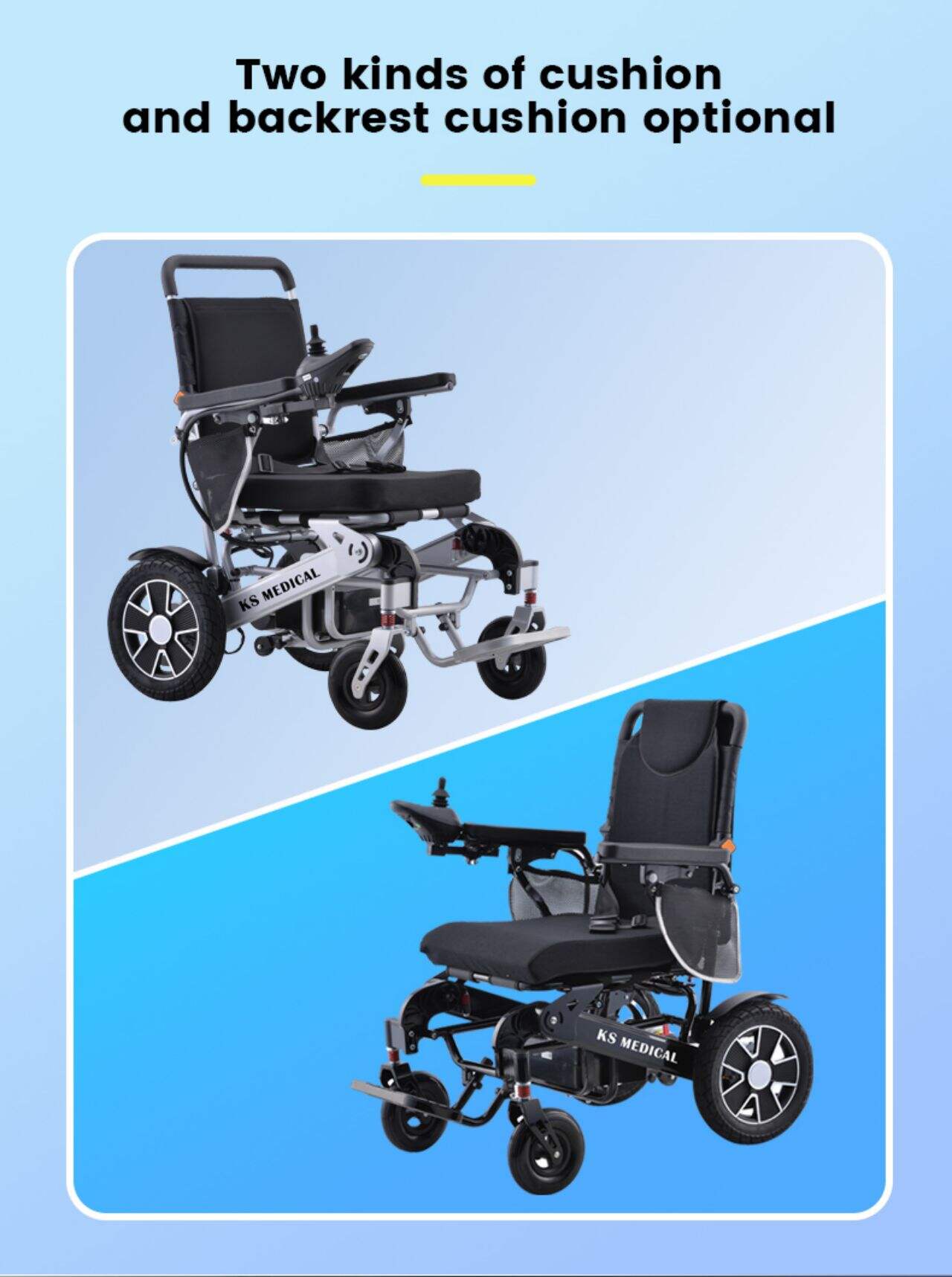 KSM-606 High Quality Foldable Electric Wheelchair with Remote Control Motorized Power Wheelchairs for Elderly People manufacture