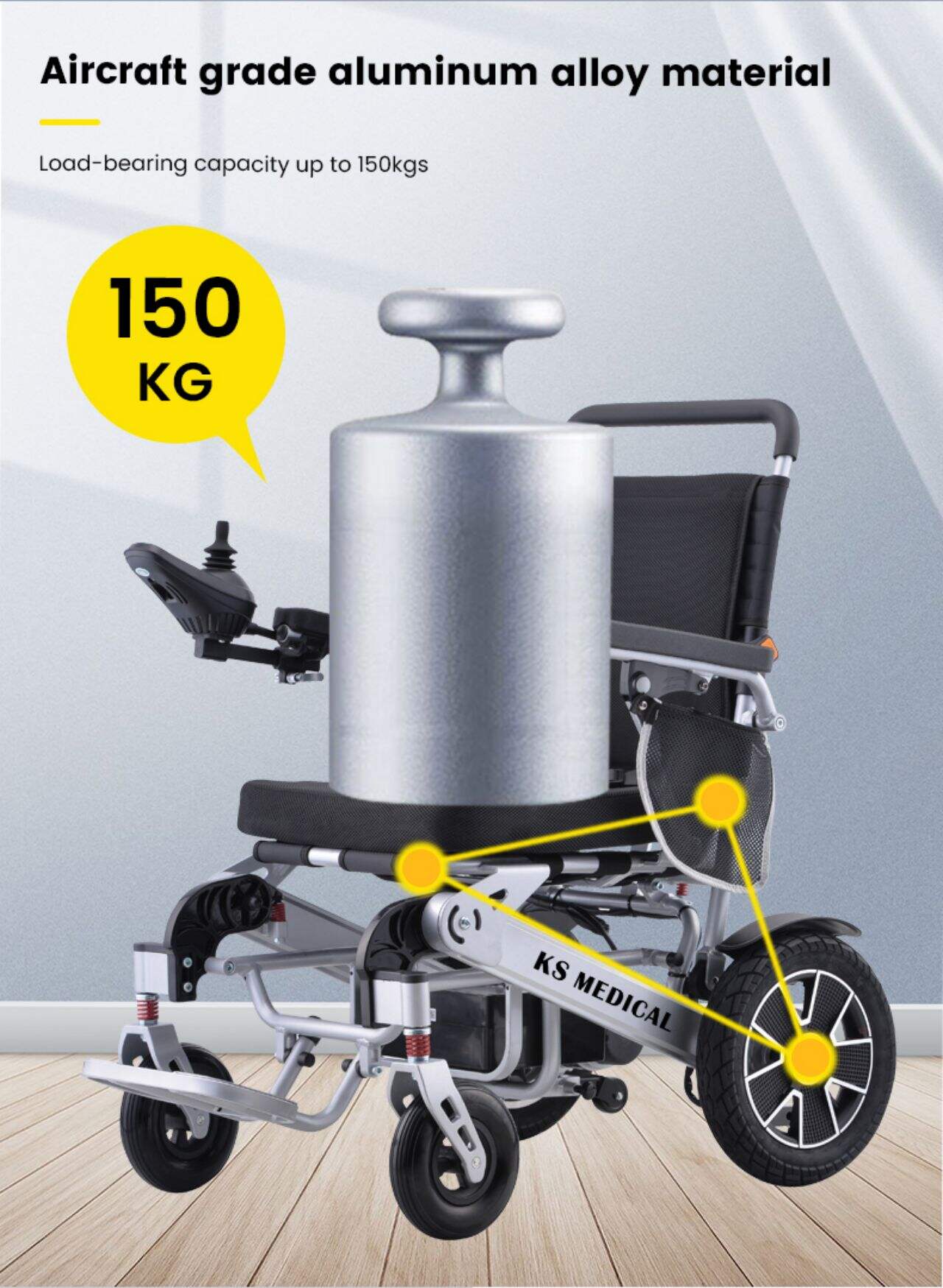 KSM-606 High Quality Foldable Electric Wheelchair with Remote Control Motorized Power Wheelchairs for Elderly People factory