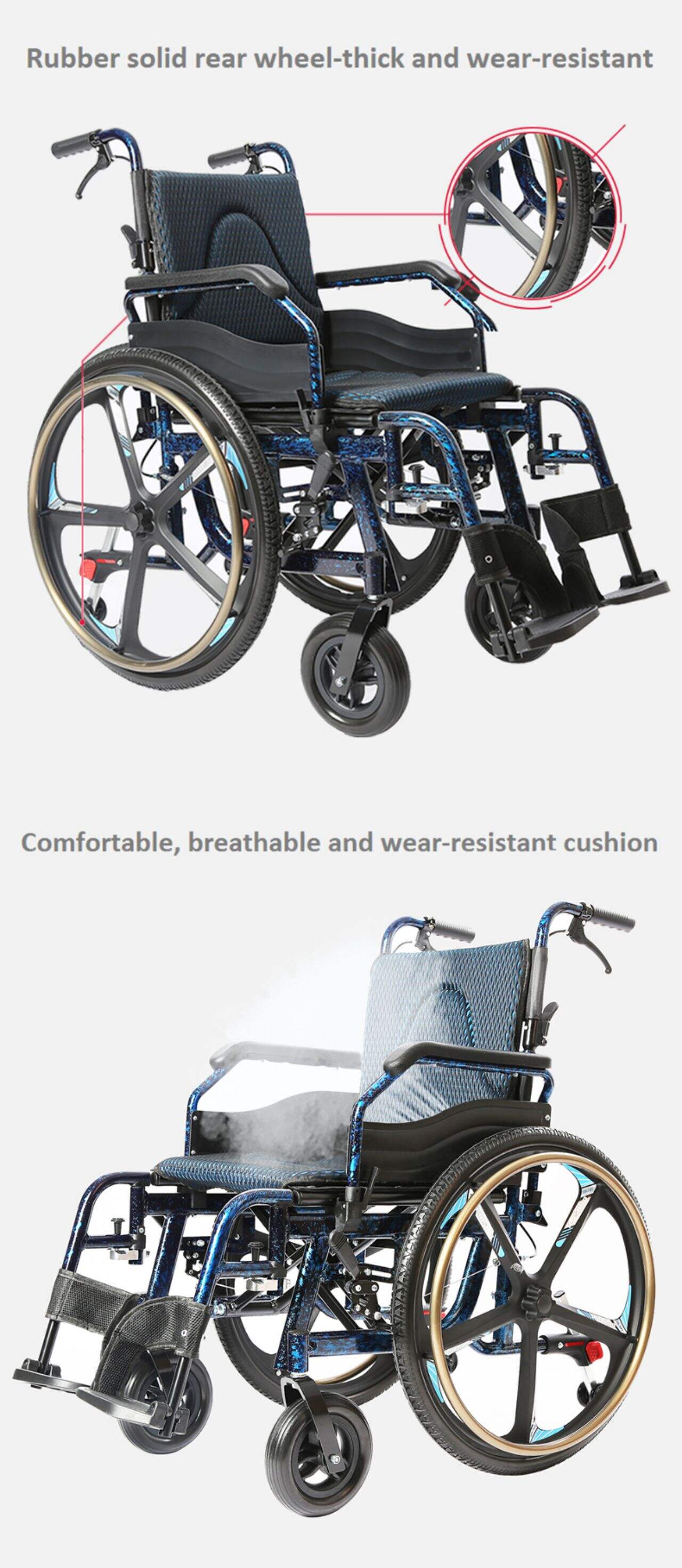 KSM-201P New Design Portable Smart-Wheelchair Manual with Parking Function 24′′quick Remove Big Wheels Manual Wheelchair factory