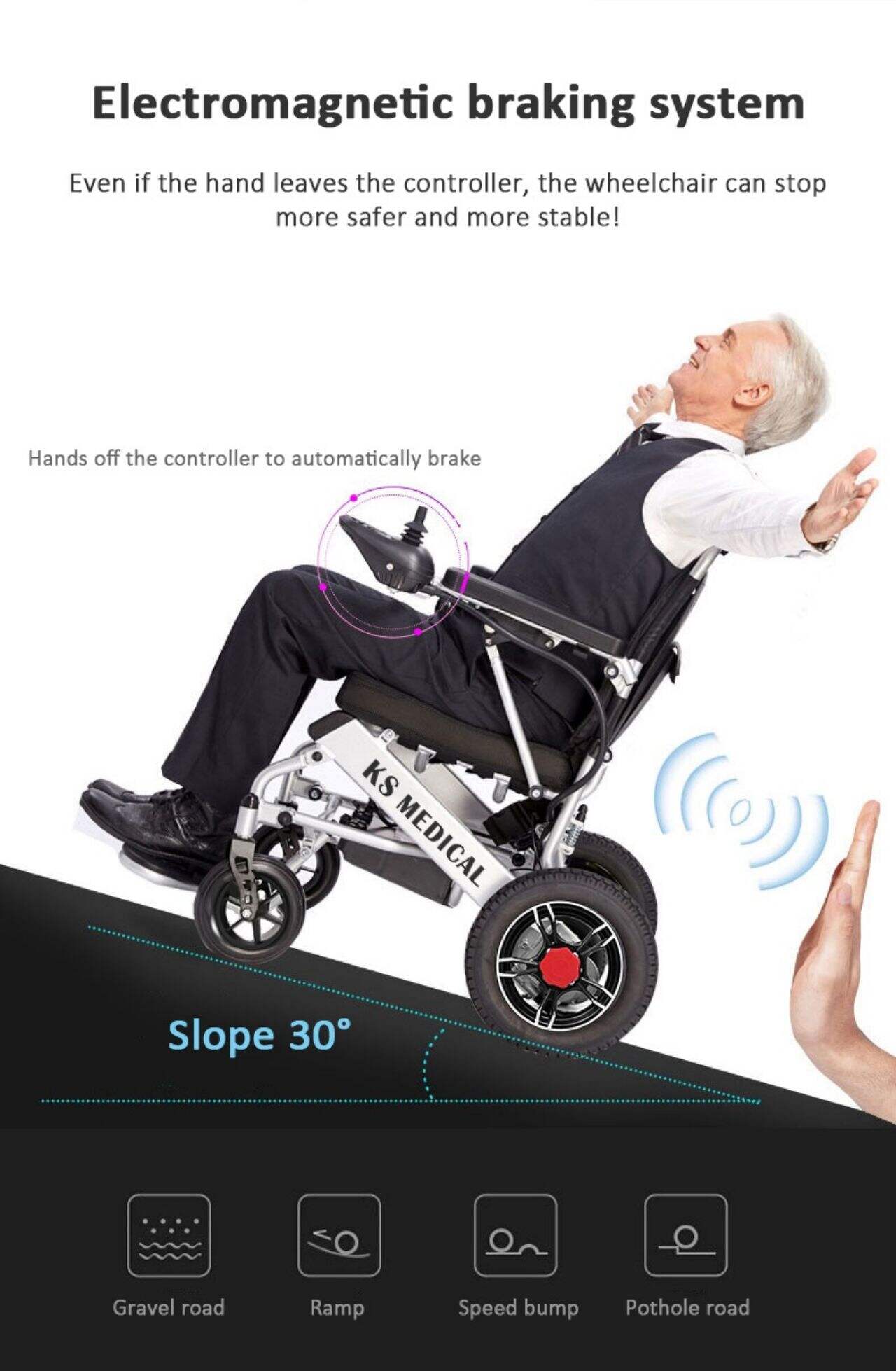 KSM-601C Hot travel wheelchair lightweight electrically foldable electric wheelchair for sale with CE mark supplier