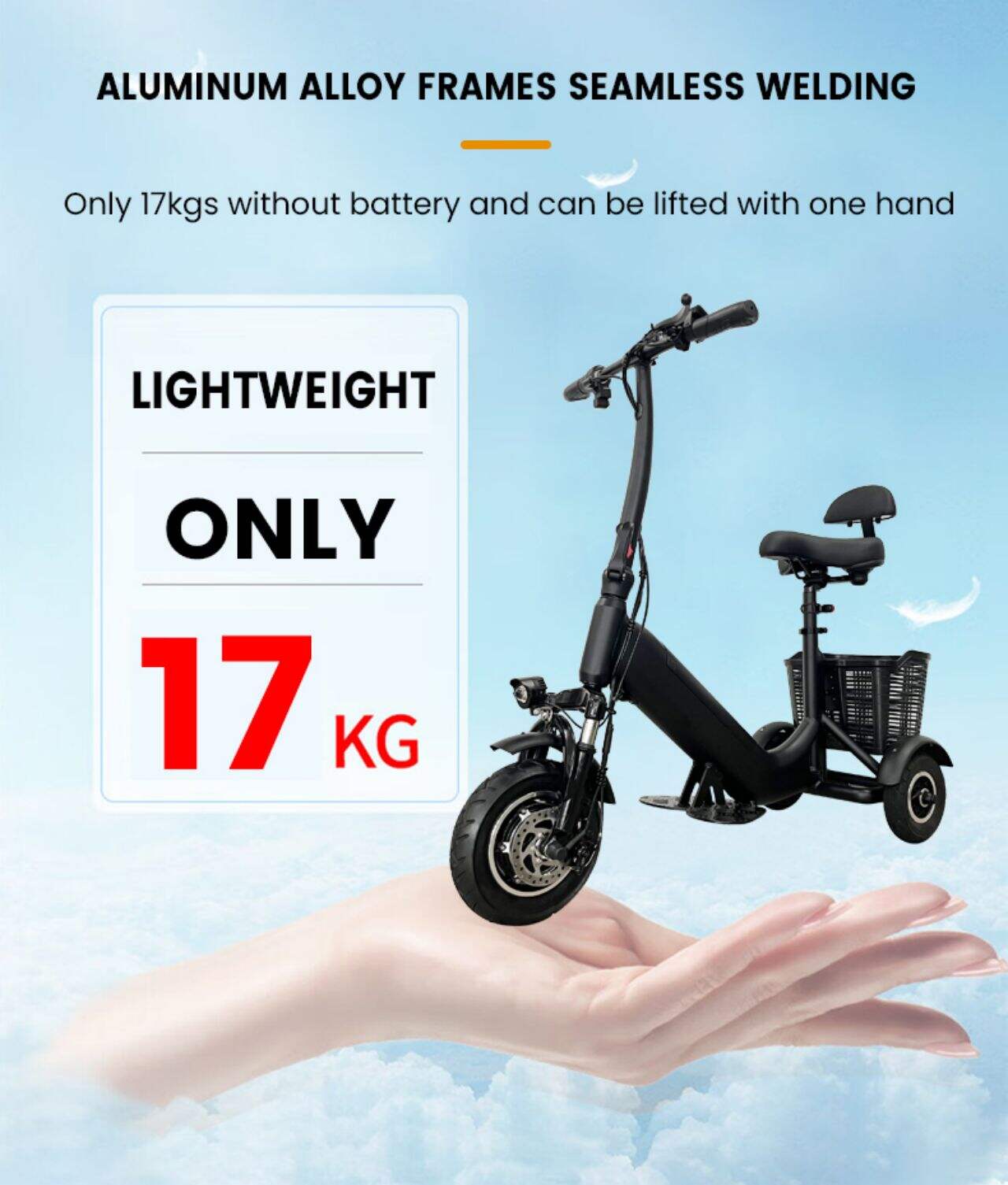 KSM-902 Tricycle Folding Lightweight Mobility Scooter 3 Wheel Tricycles Portable Mobility Scooter for Elderly factory