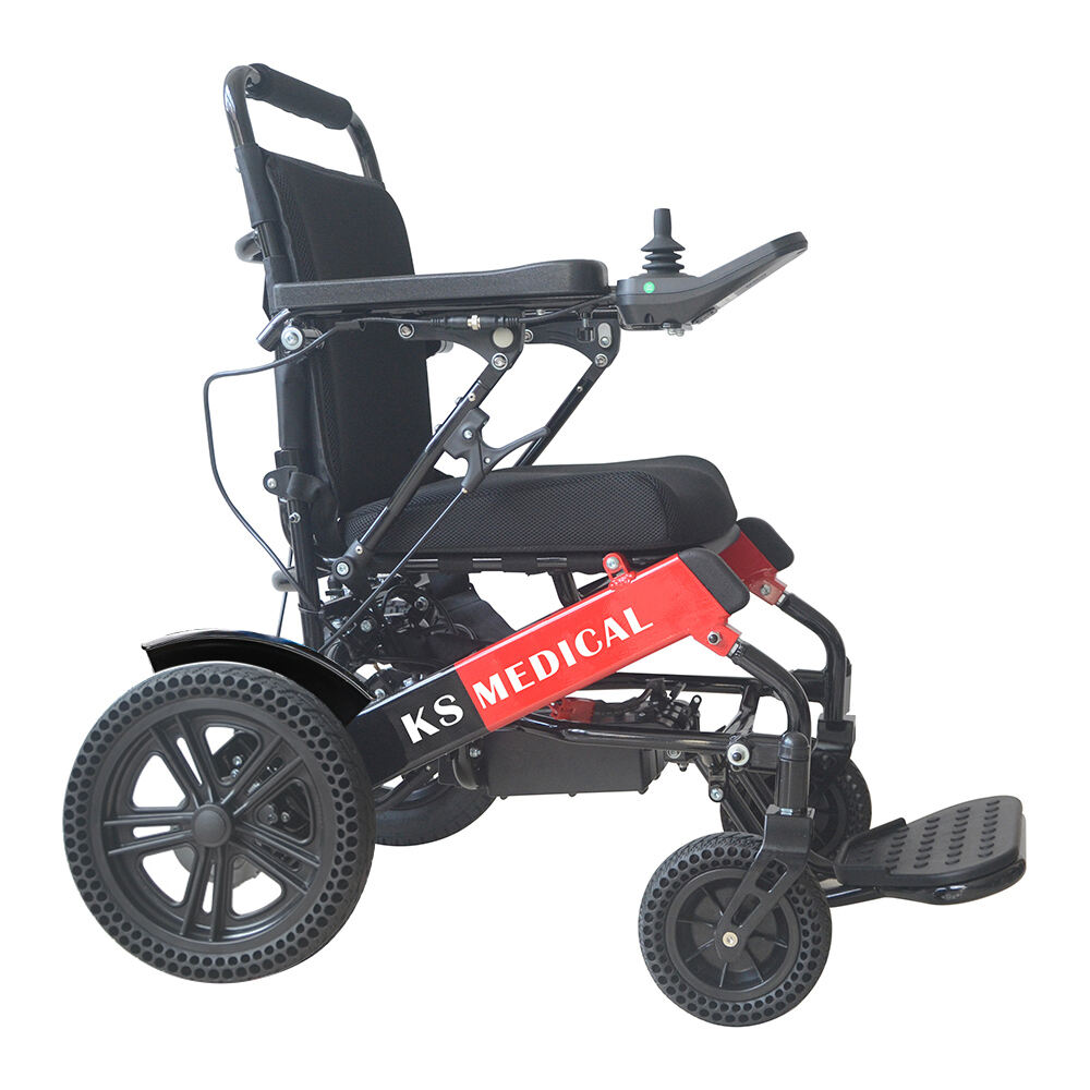 601L Reclining Lightweight Folding Electric Wheelchair with LCD Voice Joystick and Honeycomb Solid Wheel Motorized Wheelchairs