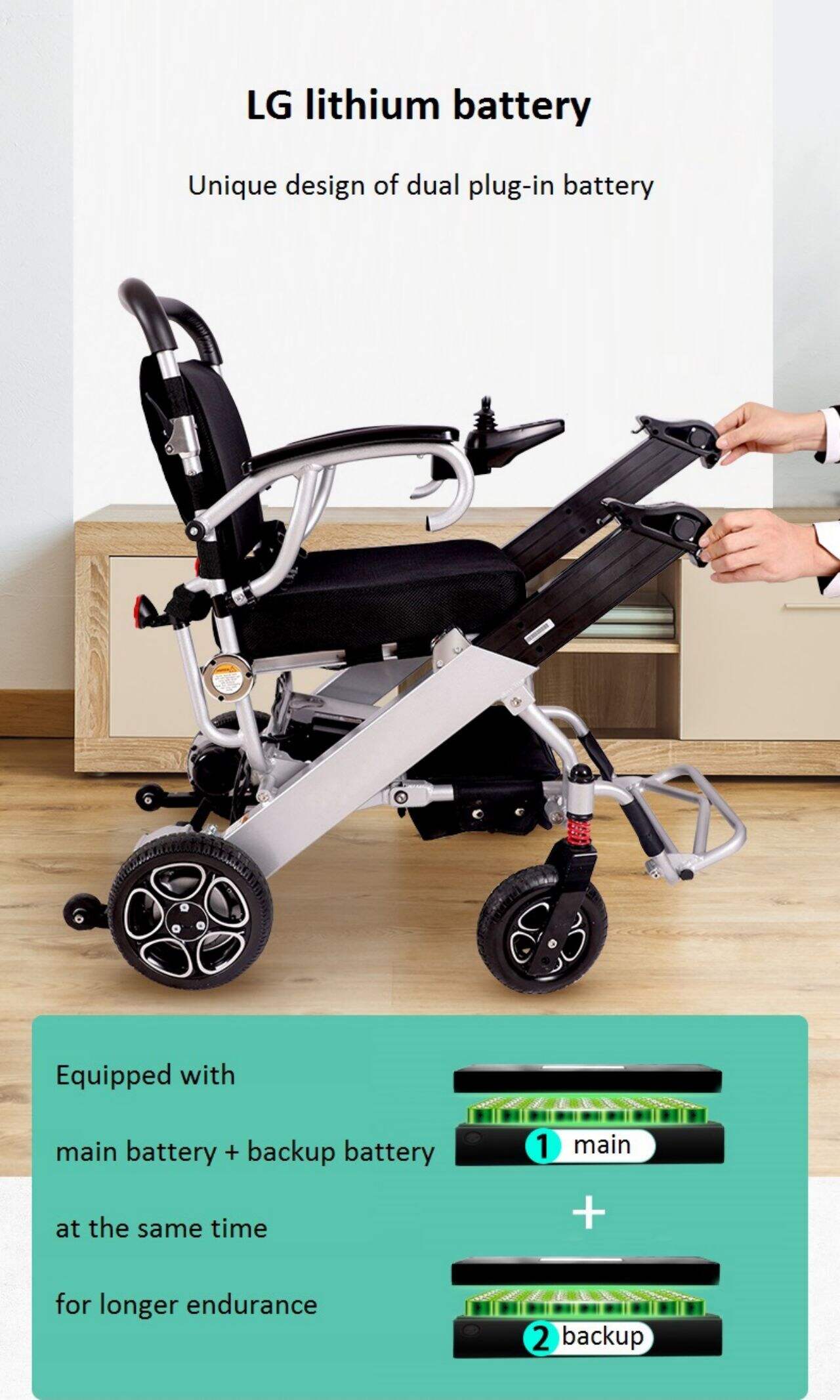 KSM-608 Power Wheelchair Automatic Foldable Lightweight Electric Wheelchairs Can take on the plane factory