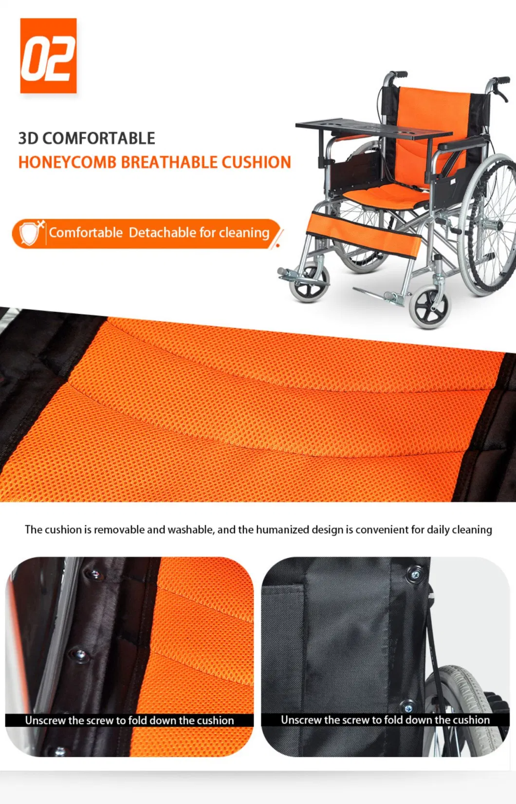 Ksm-202 Medical Home Care Hospital Elderly Foldable Wheel Chair Adjustable Manual Wheelchair details