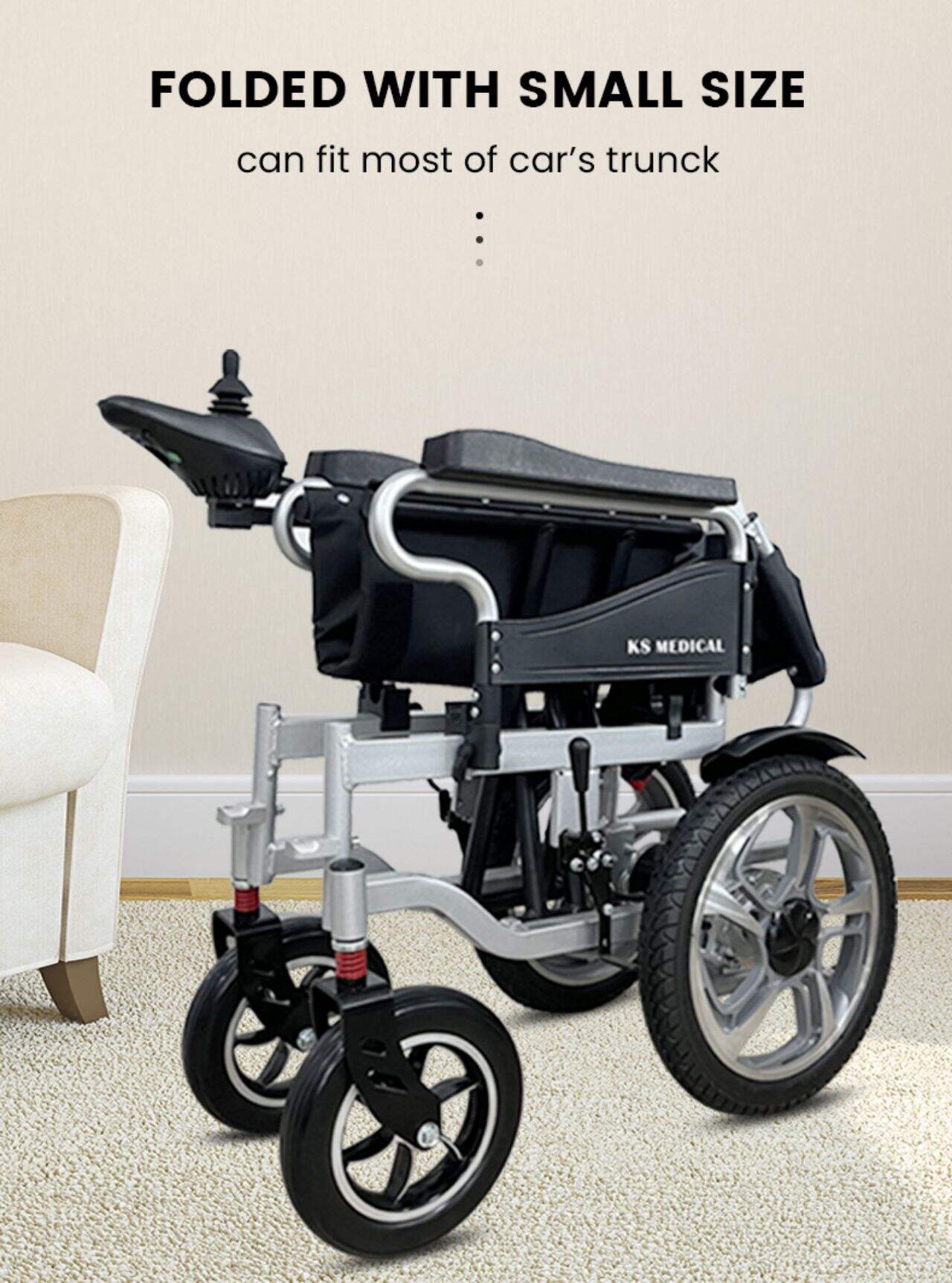 KSM-501P Top Seller Cheapest Folding Electric Wheelchairs Cheap Foldable Wheelchair Electric with Brushless Motor details