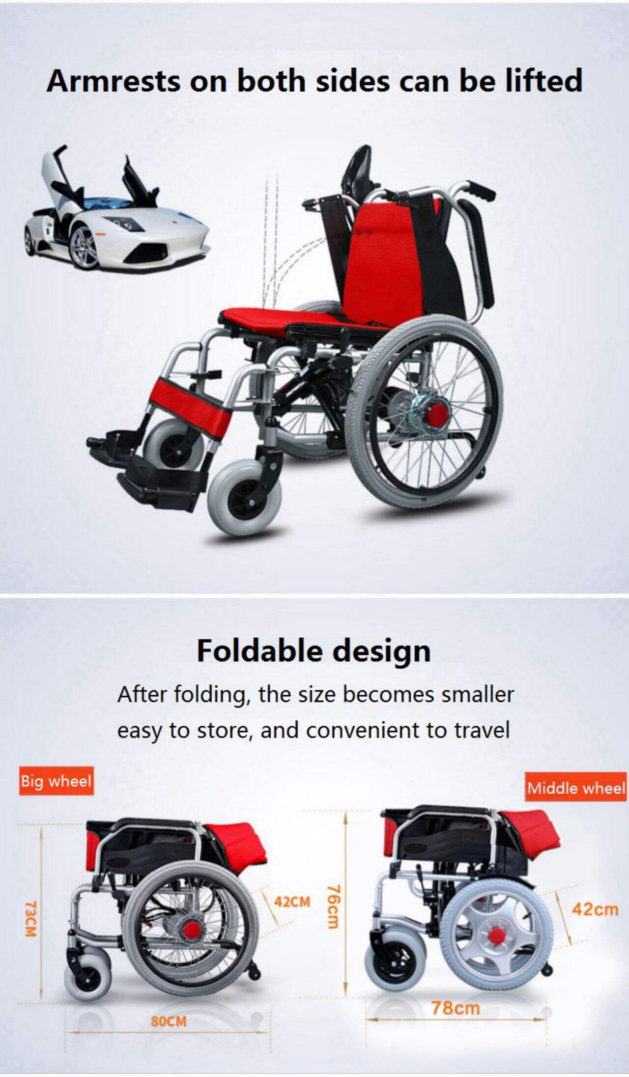 KSM-501 18inch Good Quality Lightweight Prices Foldable Batteries Brands Folding Best Amazon Electric Wheelchairs For Adults factory