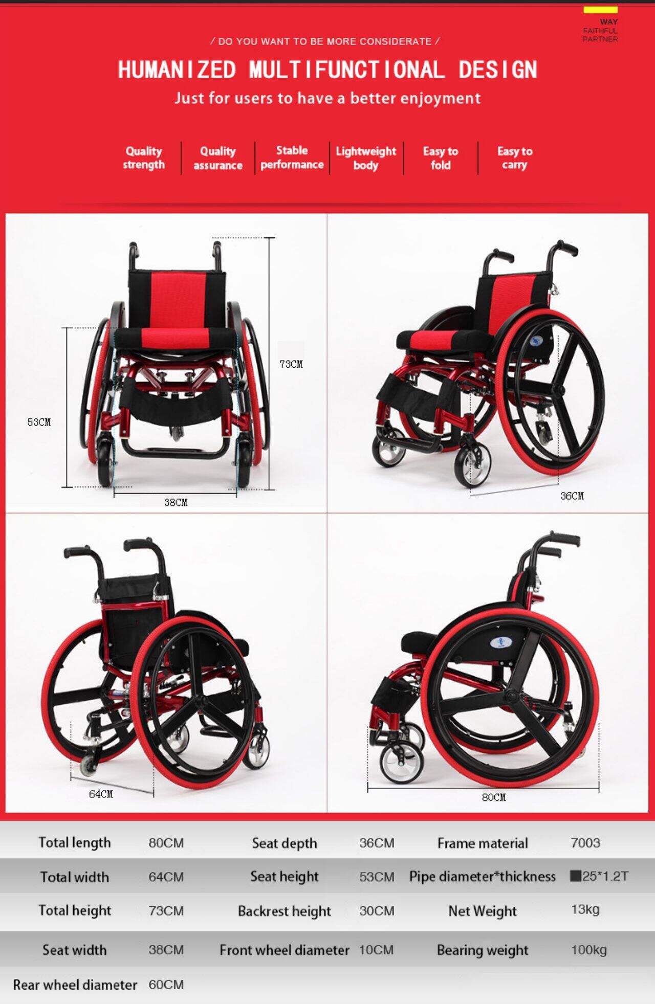 KSM- 220 Hot selling sport folding wheelchair lightweight manual wheelchair for the elderly factory