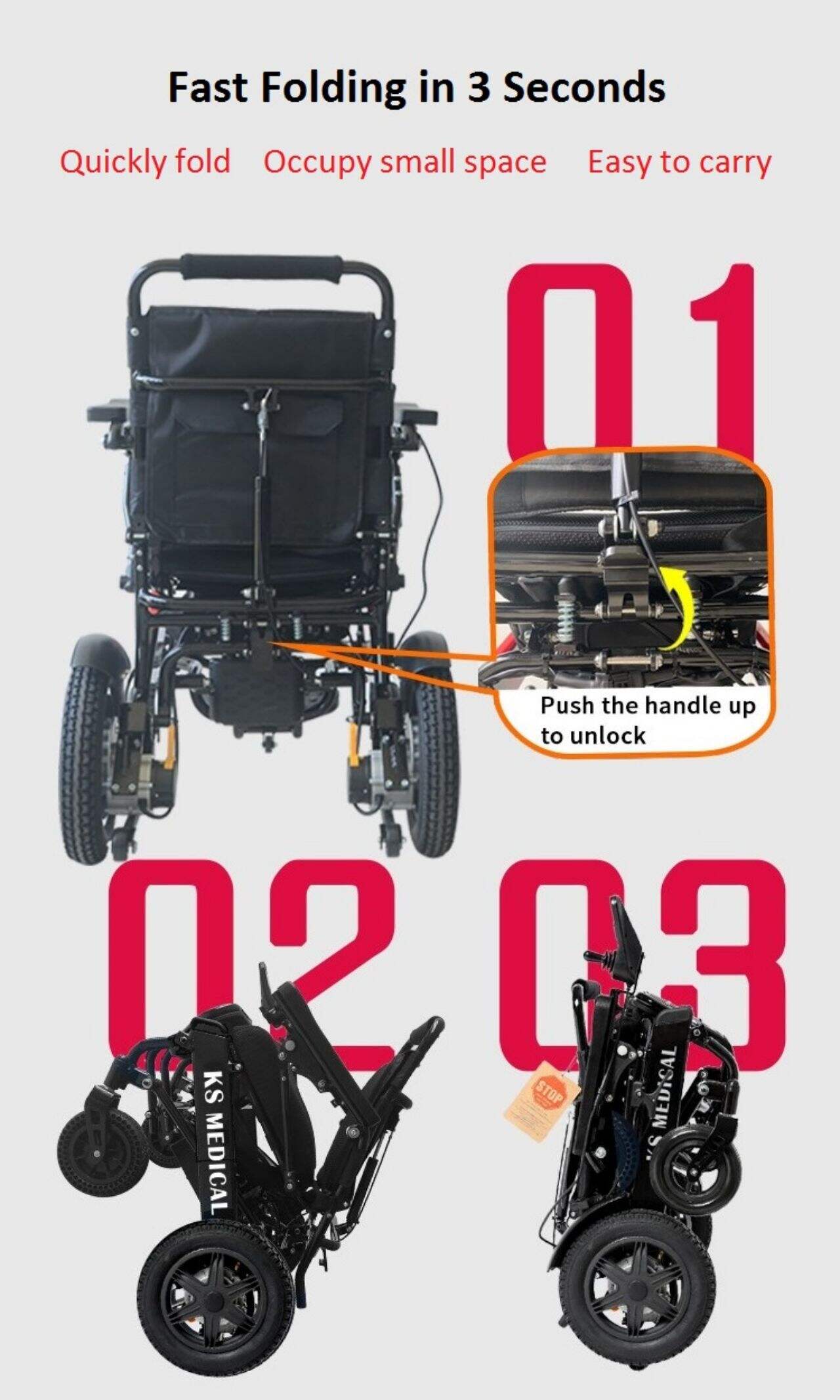 601S Brushless Foldable Electric Wheelchair Electric Wheel Chair Folding Wheelchair Disabled 500W 6AH Li-Bat Airline for Travel supplier