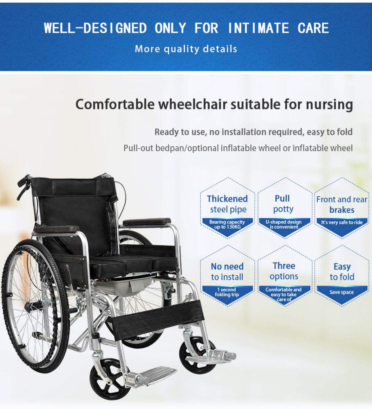 KSM-202B High quality and good price foldable wheelchair manual wheelchair factory